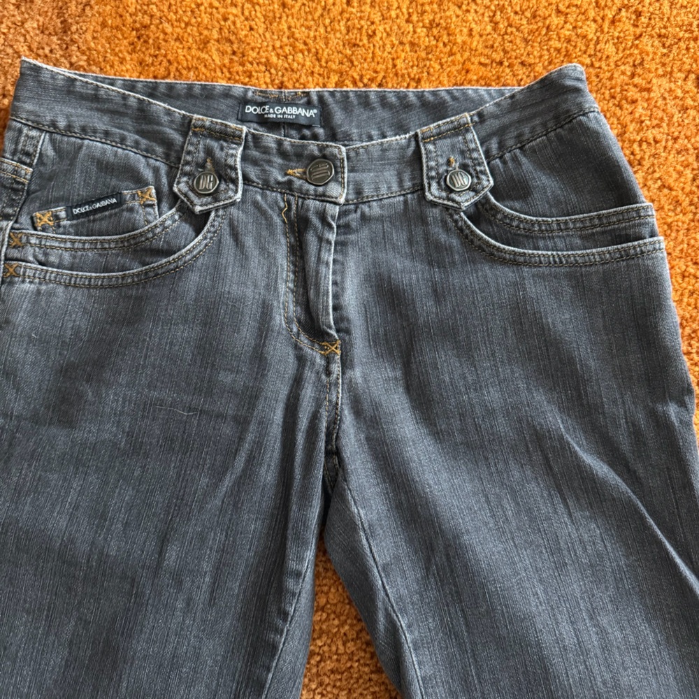 Vintage Dolce & Gabbana Low Rise Grey Bootcut Jeans Pocket Detailing 42 M 🔥 Y2K